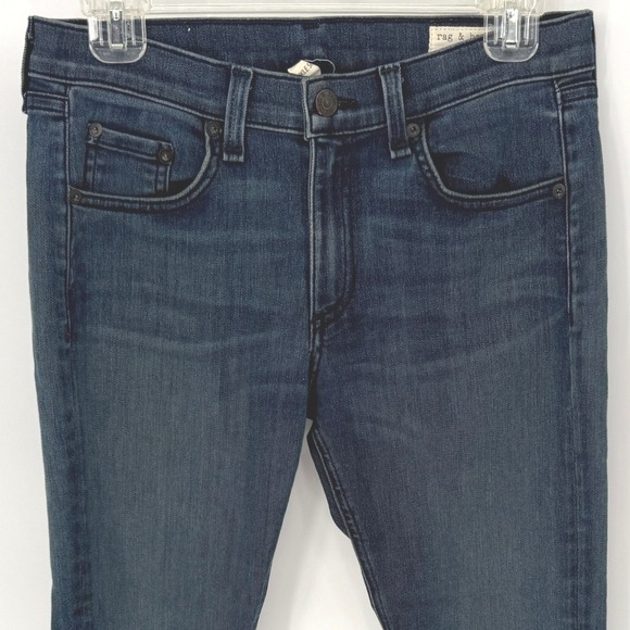 Rag & Bone Womens Size 27 Blue Denim Cropped Raw Hem Skinny Ankle Jeans Pants - Picture 1 of 7